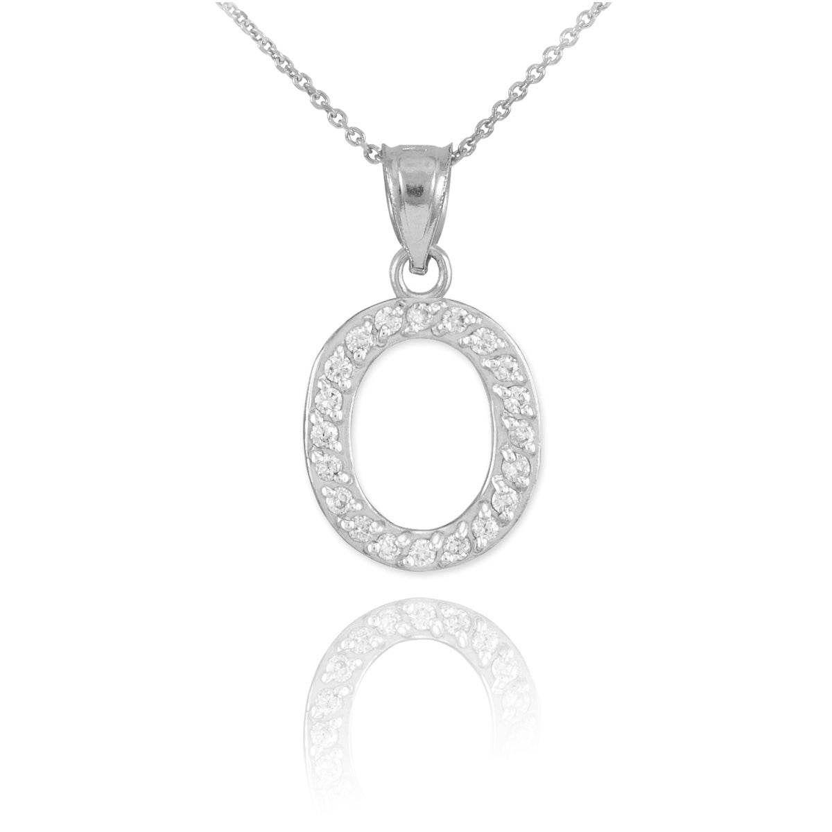 Sterling Silver Letter "A-Z" Initial CZ Monogram Pendant Necklace, view 15