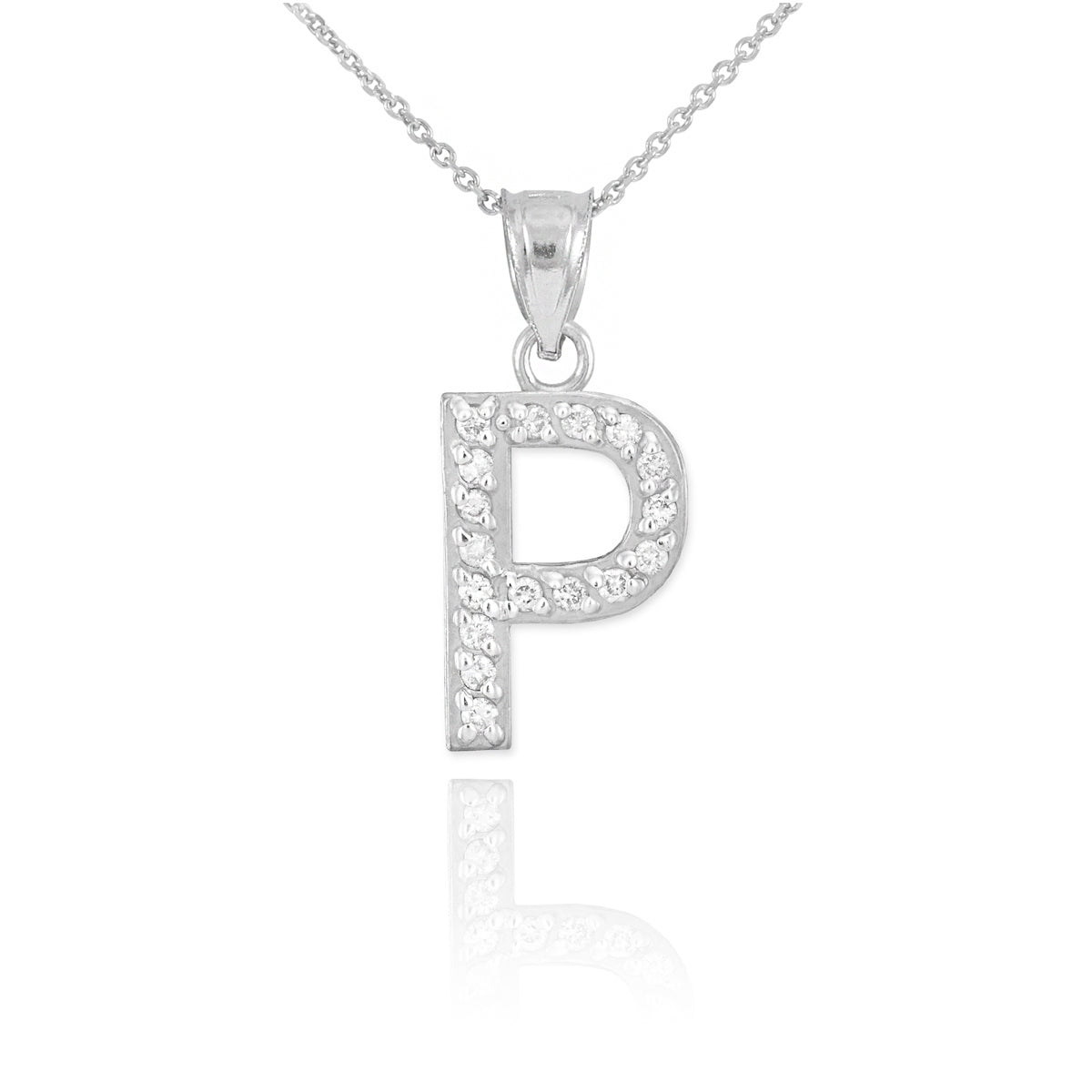 Sterling Silver Letter "A-Z" Initial CZ Monogram Pendant Necklace, view 16
