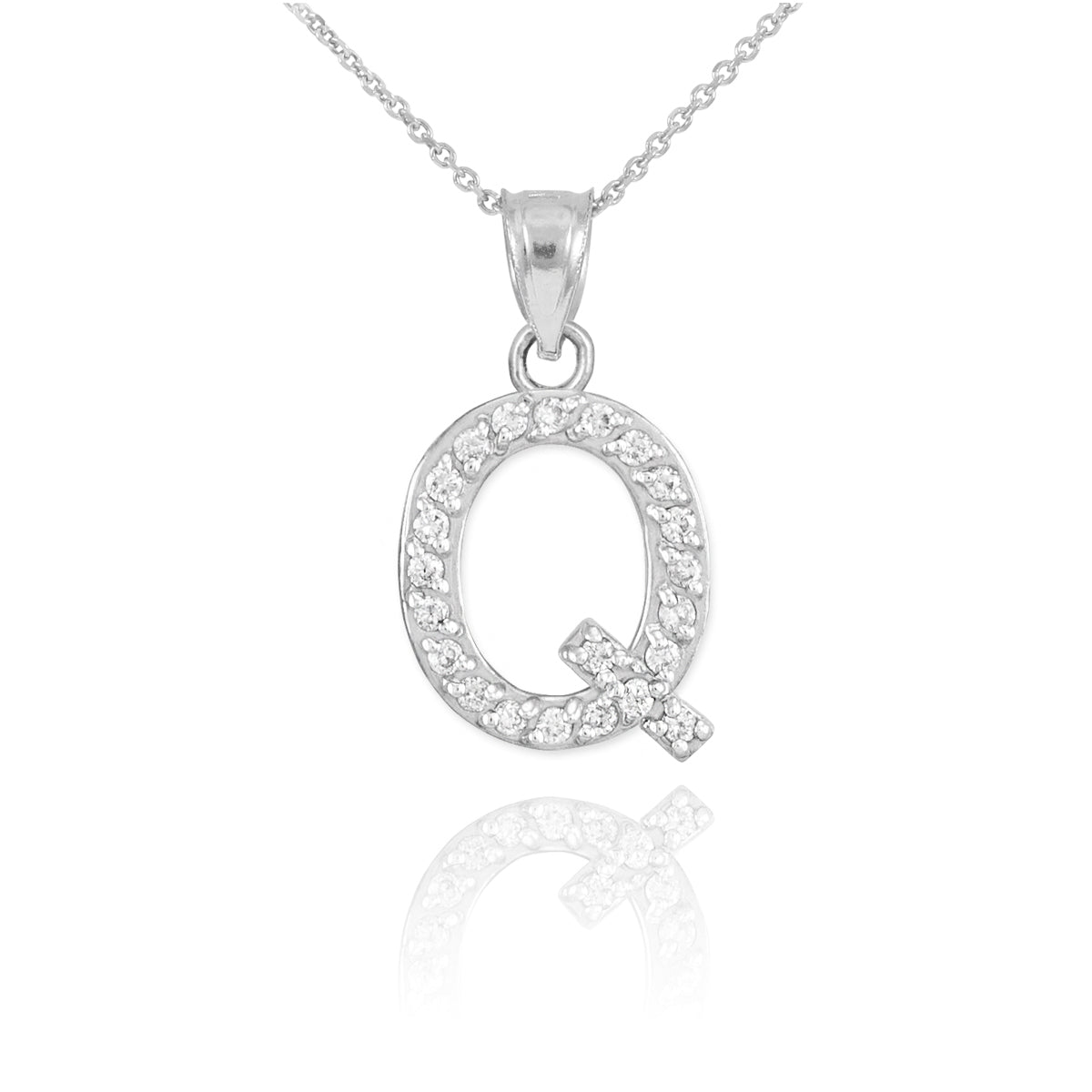 Sterling Silver Letter "A-Z" Initial CZ Monogram Pendant Necklace, view 17