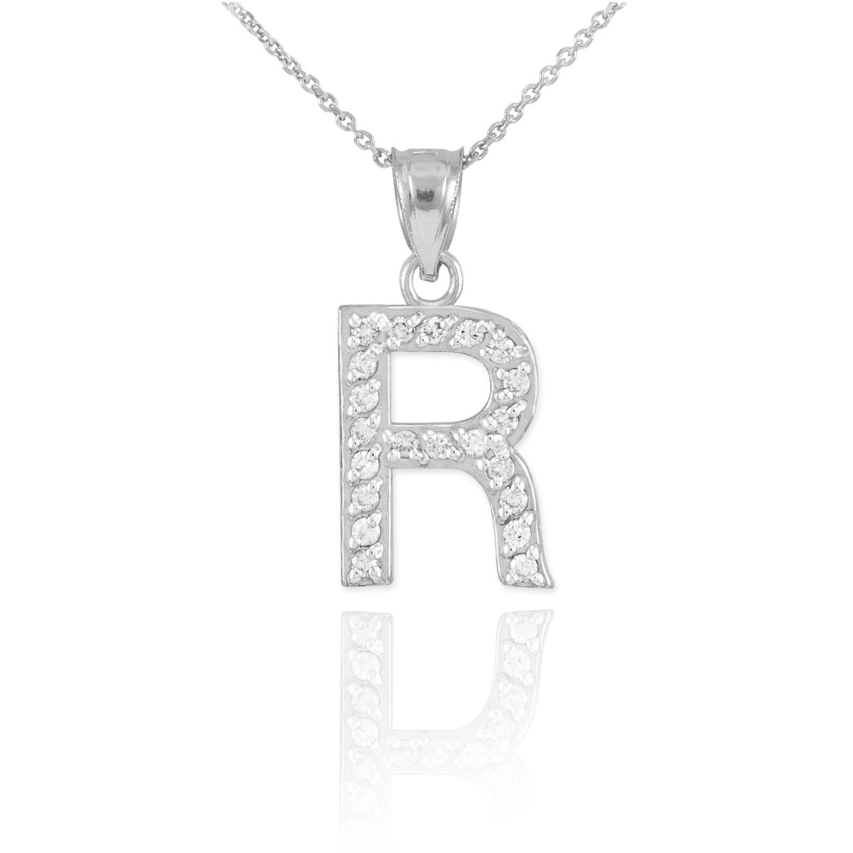 Sterling Silver Letter "A-Z" Initial CZ Monogram Pendant Necklace, view 18