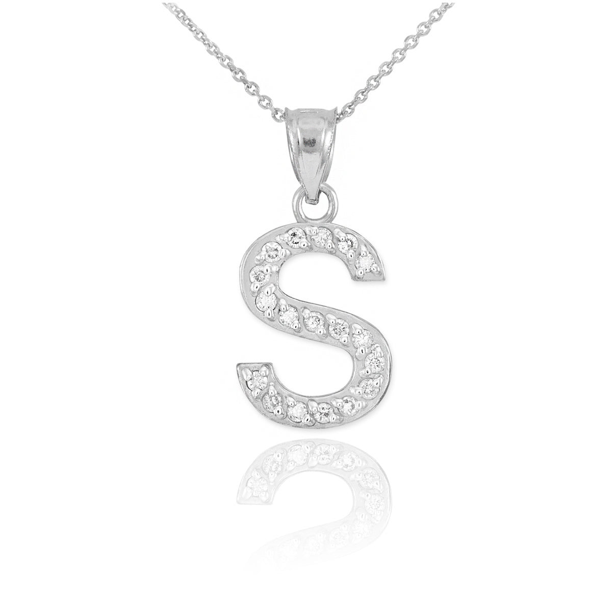 Sterling Silver Letter "A-Z" Initial CZ Monogram Pendant Necklace, view 19