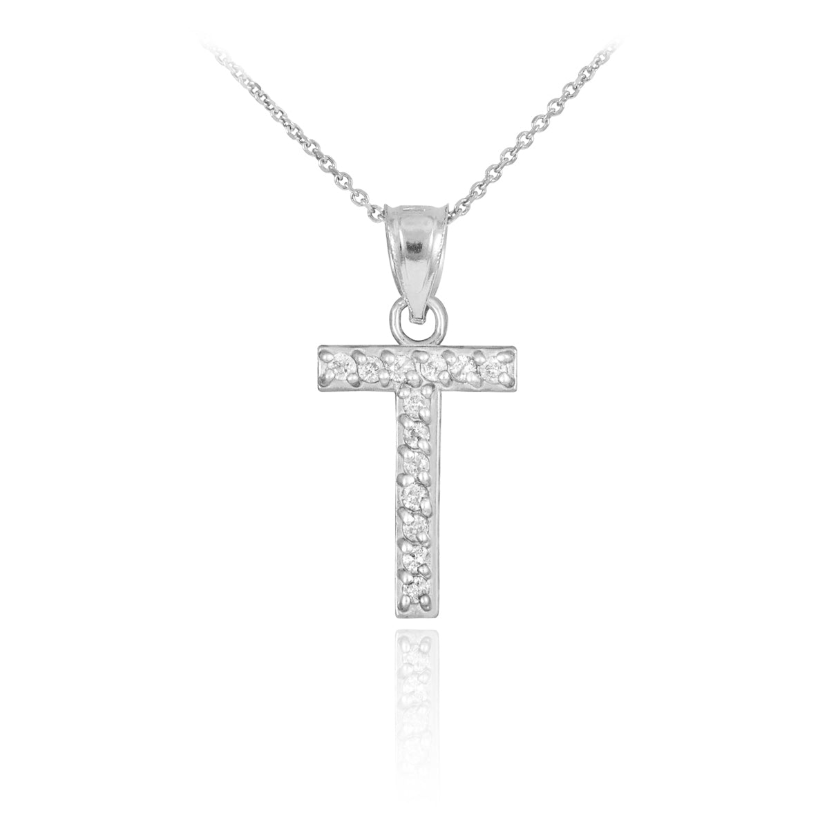 Sterling Silver Letter "A-Z" Initial CZ Monogram Pendant Necklace, view 20
