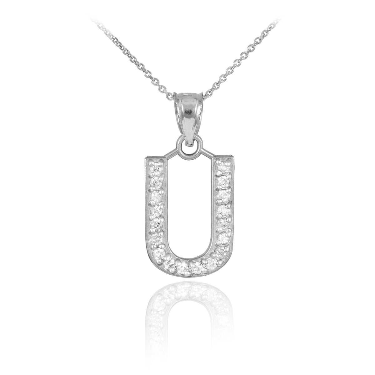 Sterling Silver Letter "A-Z" Initial CZ Monogram Pendant Necklace, view 21