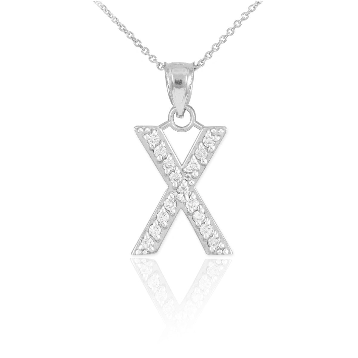 Sterling Silver Letter "A-Z" Initial CZ Monogram Pendant Necklace, view 24