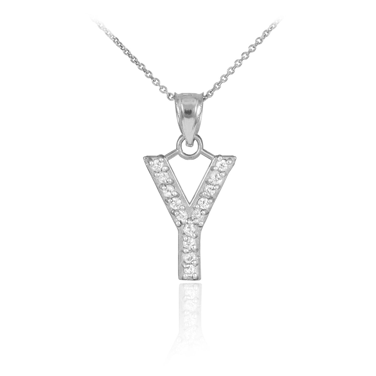 Sterling Silver Letter "A-Z" Initial CZ Monogram Pendant Necklace, view 25