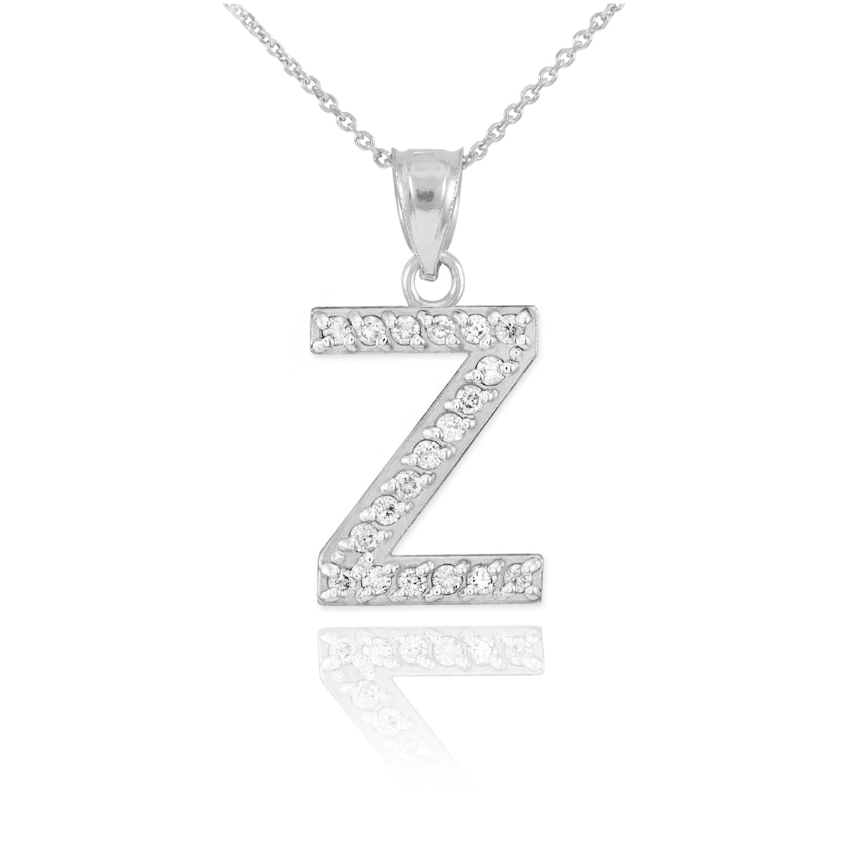 Sterling Silver Letter "A-Z" Initial CZ Monogram Pendant Necklace, view 26
