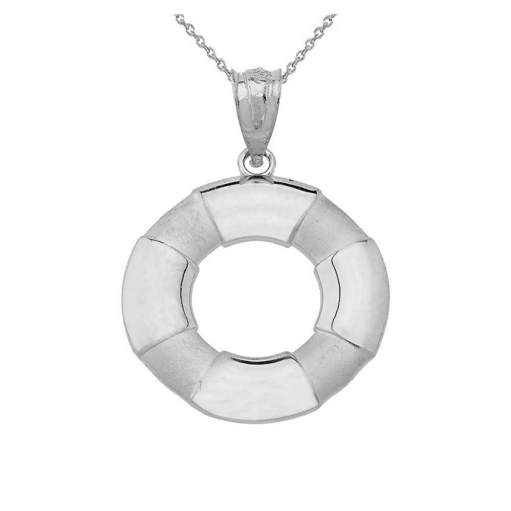Sterling Silver Life Buoy Pendant Necklace