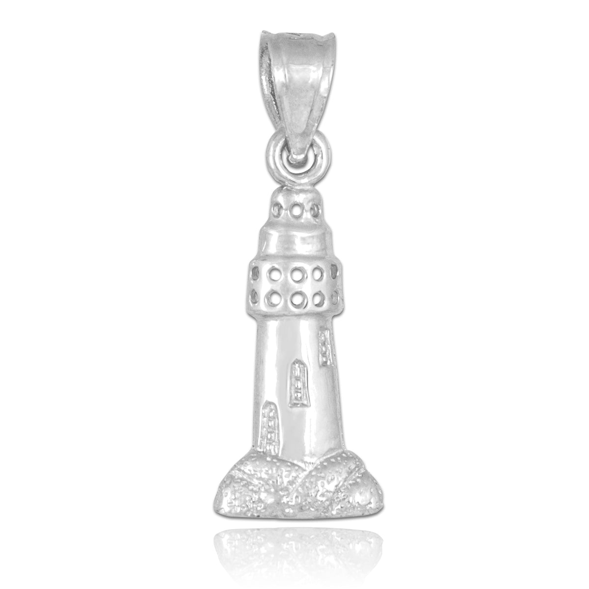 Sterling Silver Lighthouse Charm Pendant Necklace, view 2