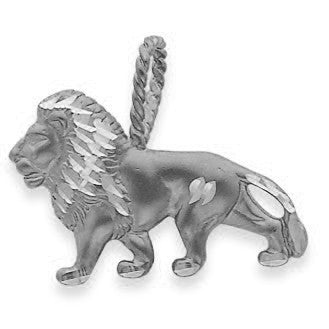 Sterling Silver Lion Charm Pendant Necklace