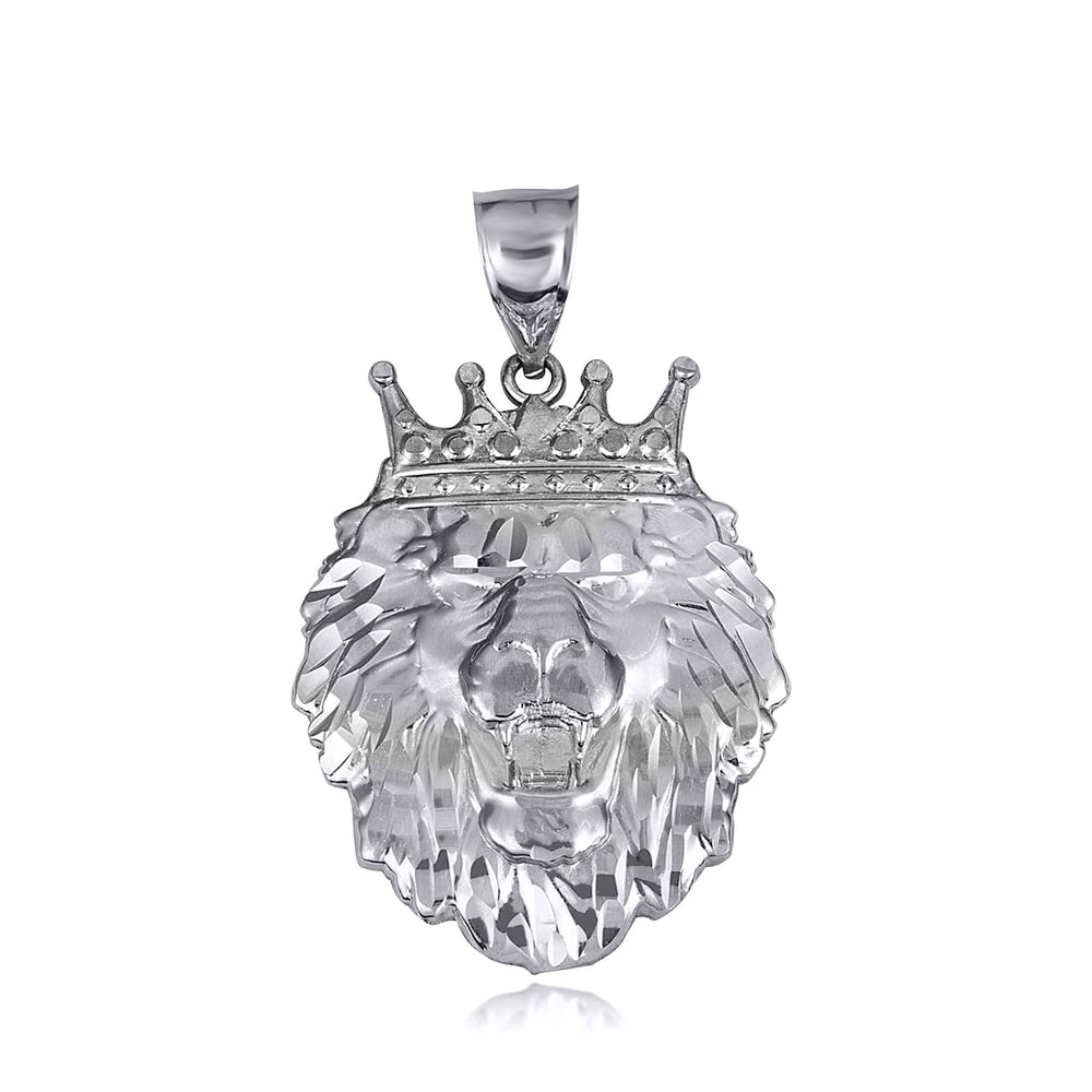 Sterling Silver Lion Crown King of the Jungle Pendant Necklace
