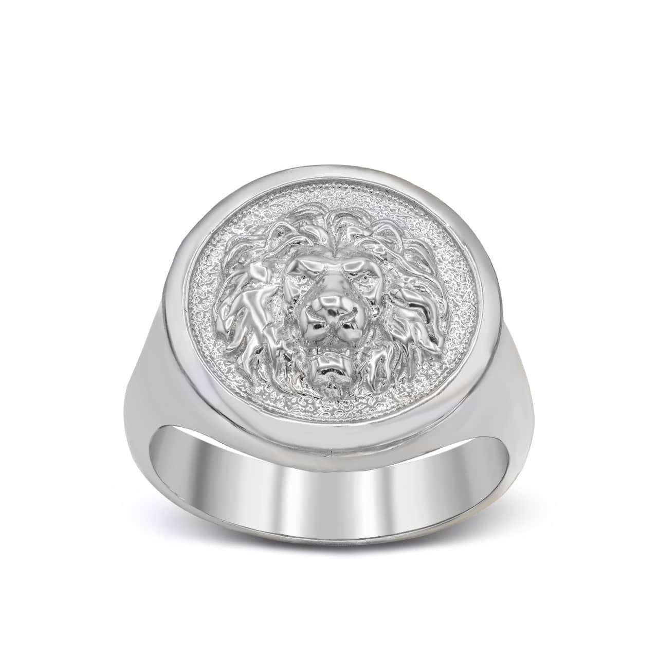 Sterling Silver Lion Head Signet Ring