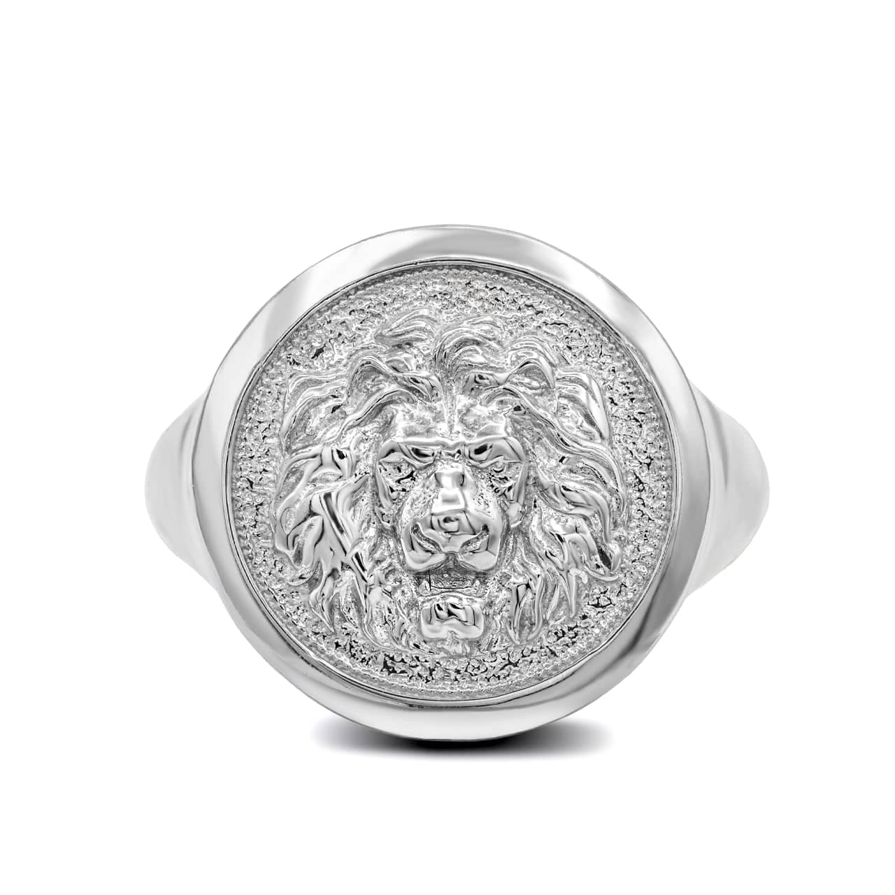 Sterling Silver Lion Head Signet Ring, view 2