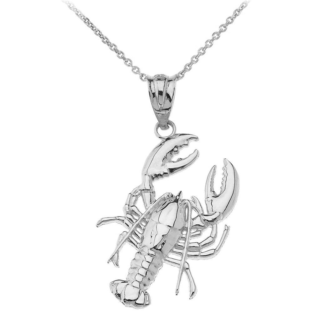 Sterling Silver Lobster Ocean Pendant Necklace