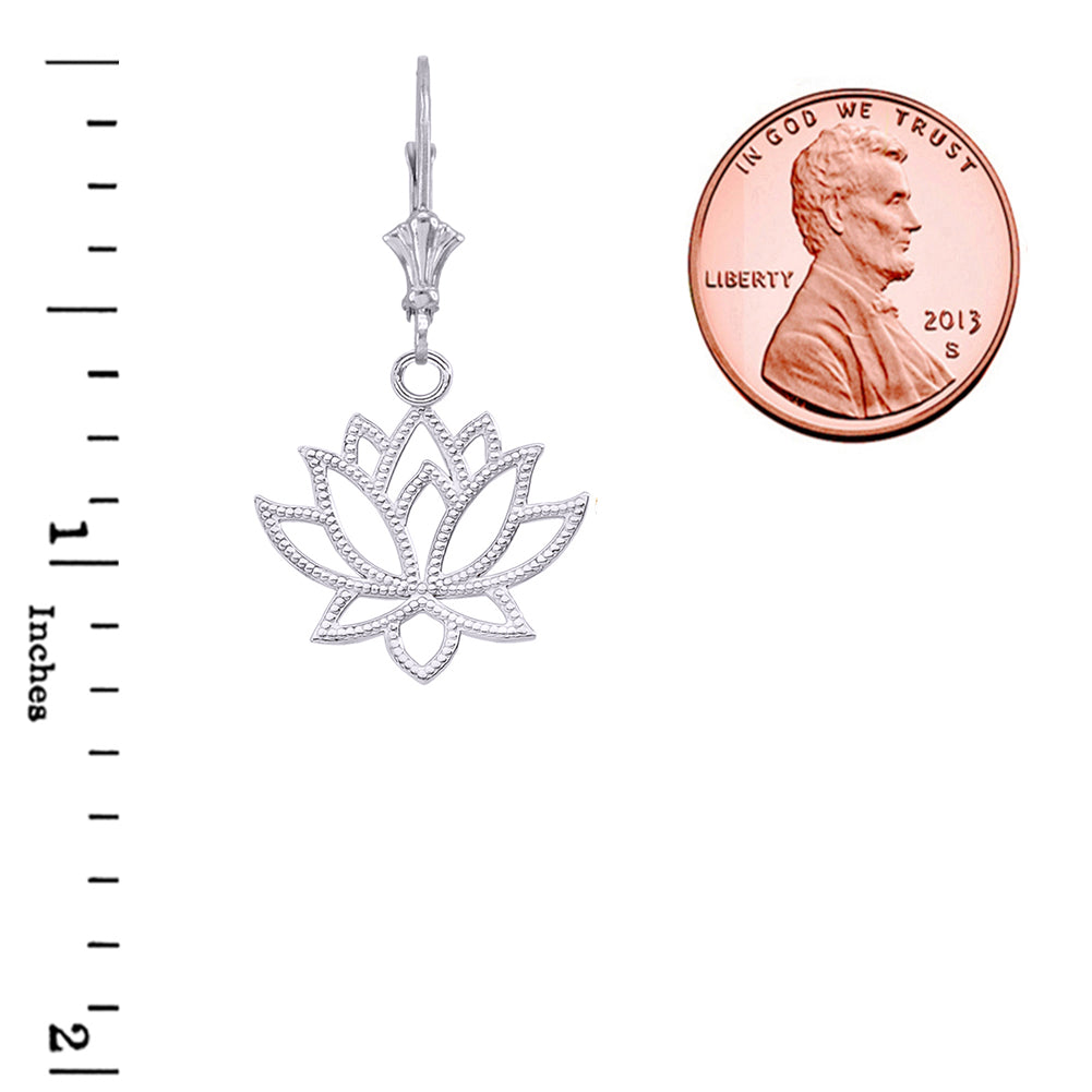 Sterling Silver Lotus Flower Leverback Earrings, view 2