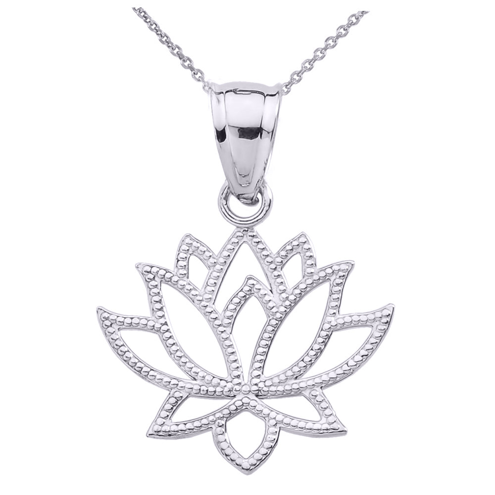 Sterling Silver Lotus Flower Pendant Necklace