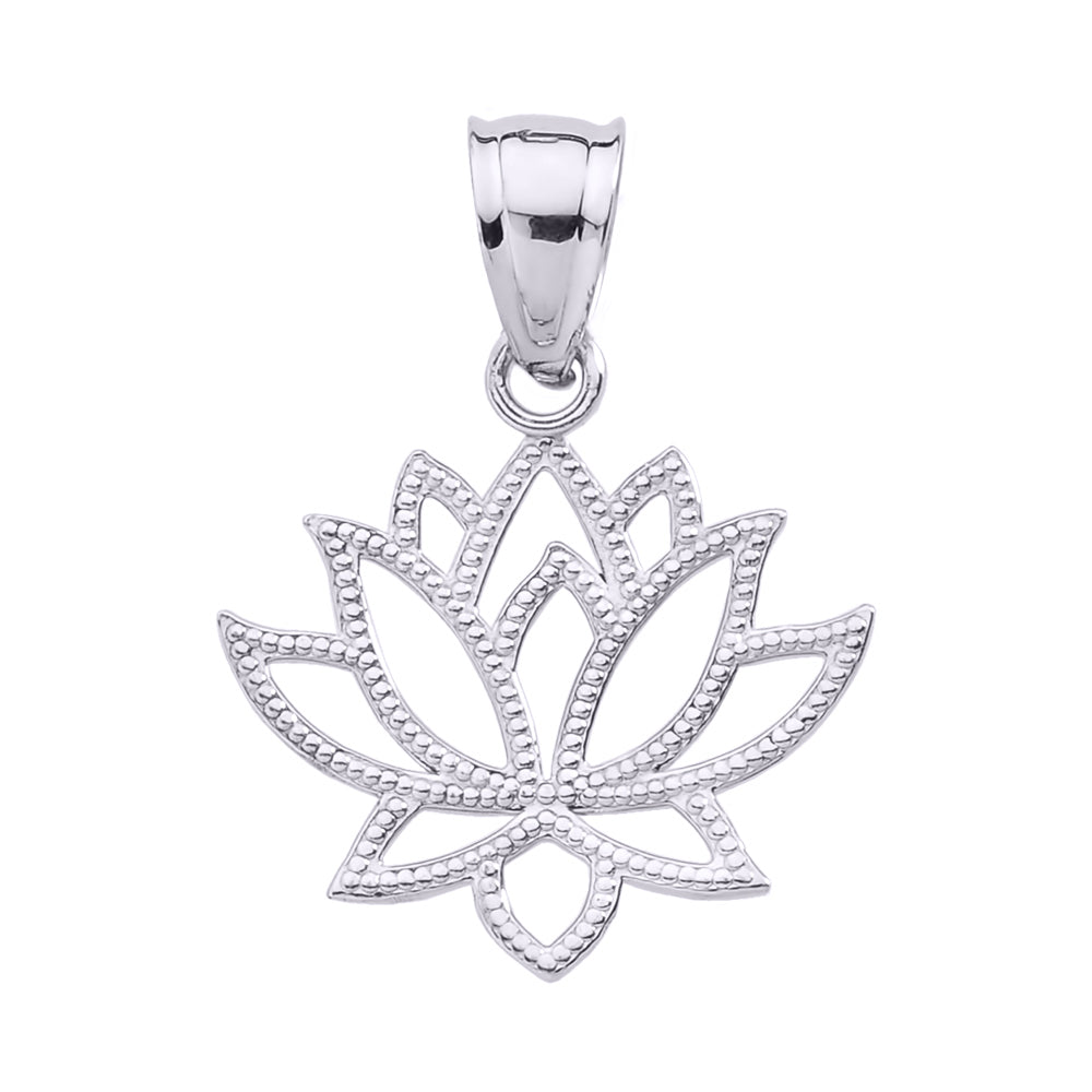 Sterling Silver Lotus Flower Pendant Necklace, view 2