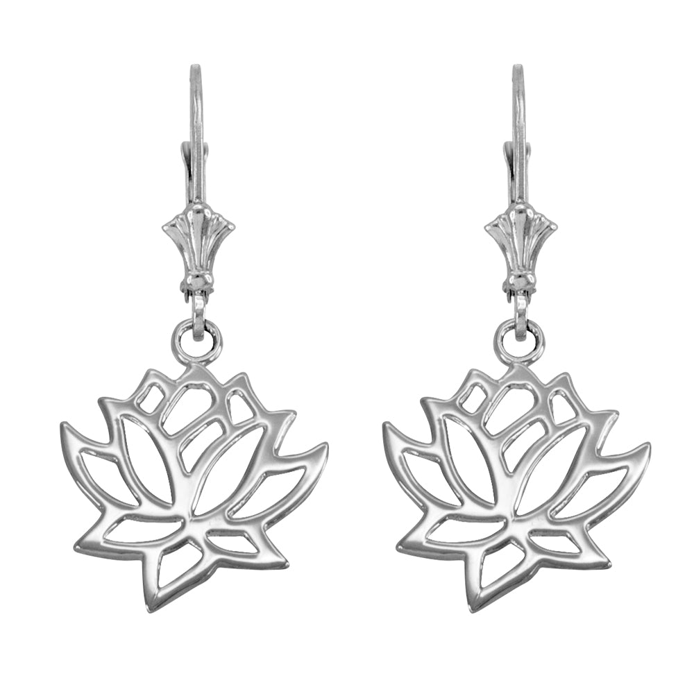 Sterling Silver Lotus Leverback Earrings