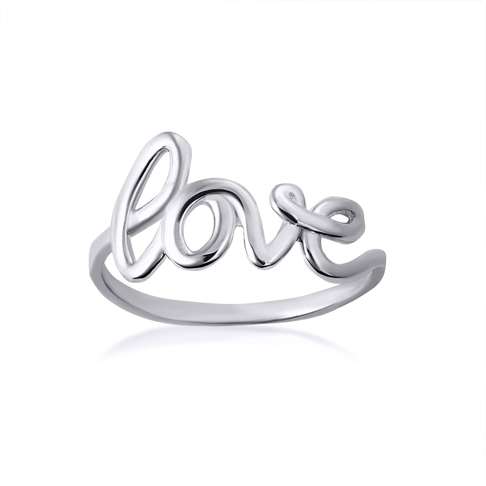 Sterling Silver Love Cursive Script Ring