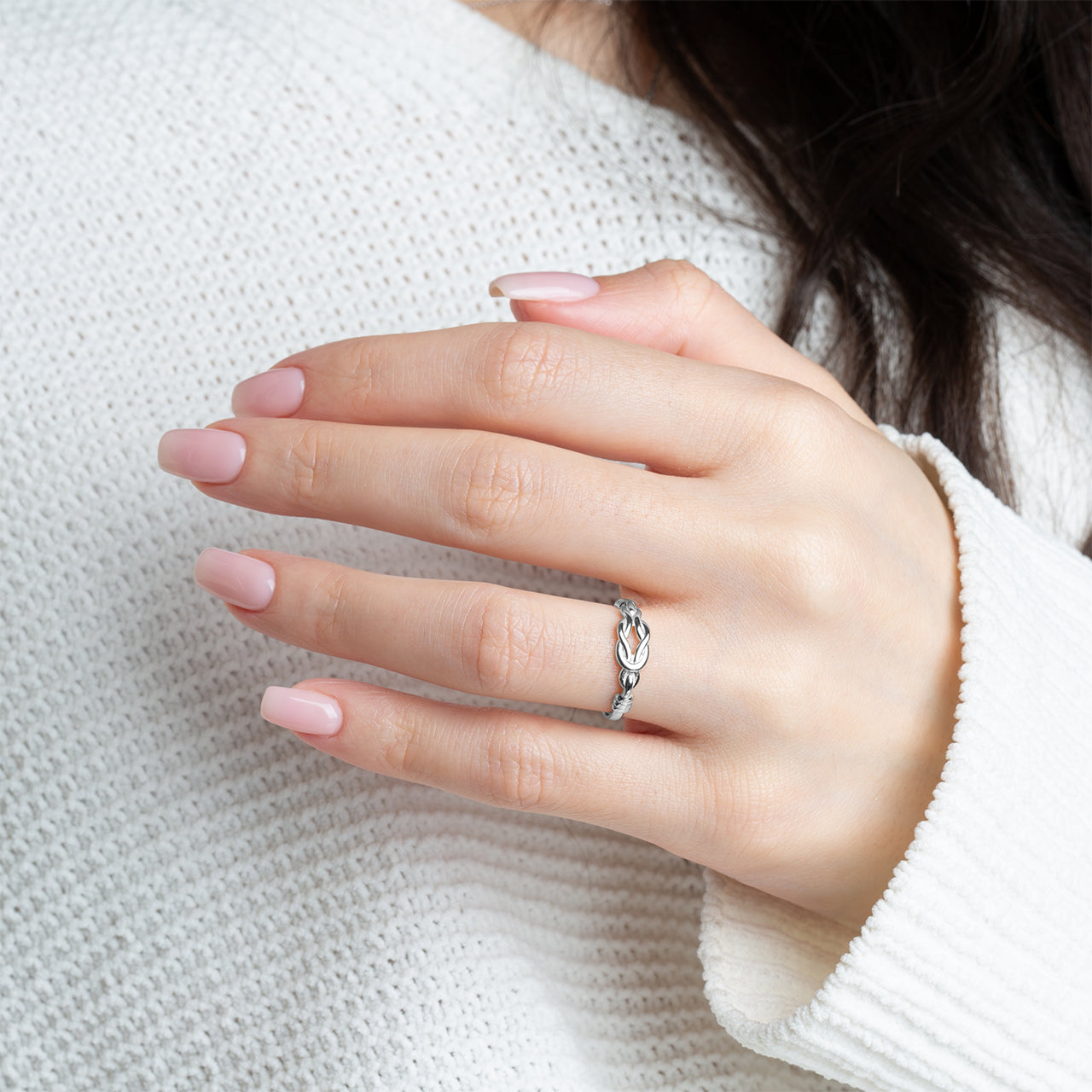 Sterling Silver Love Knot Band Ring, view 2