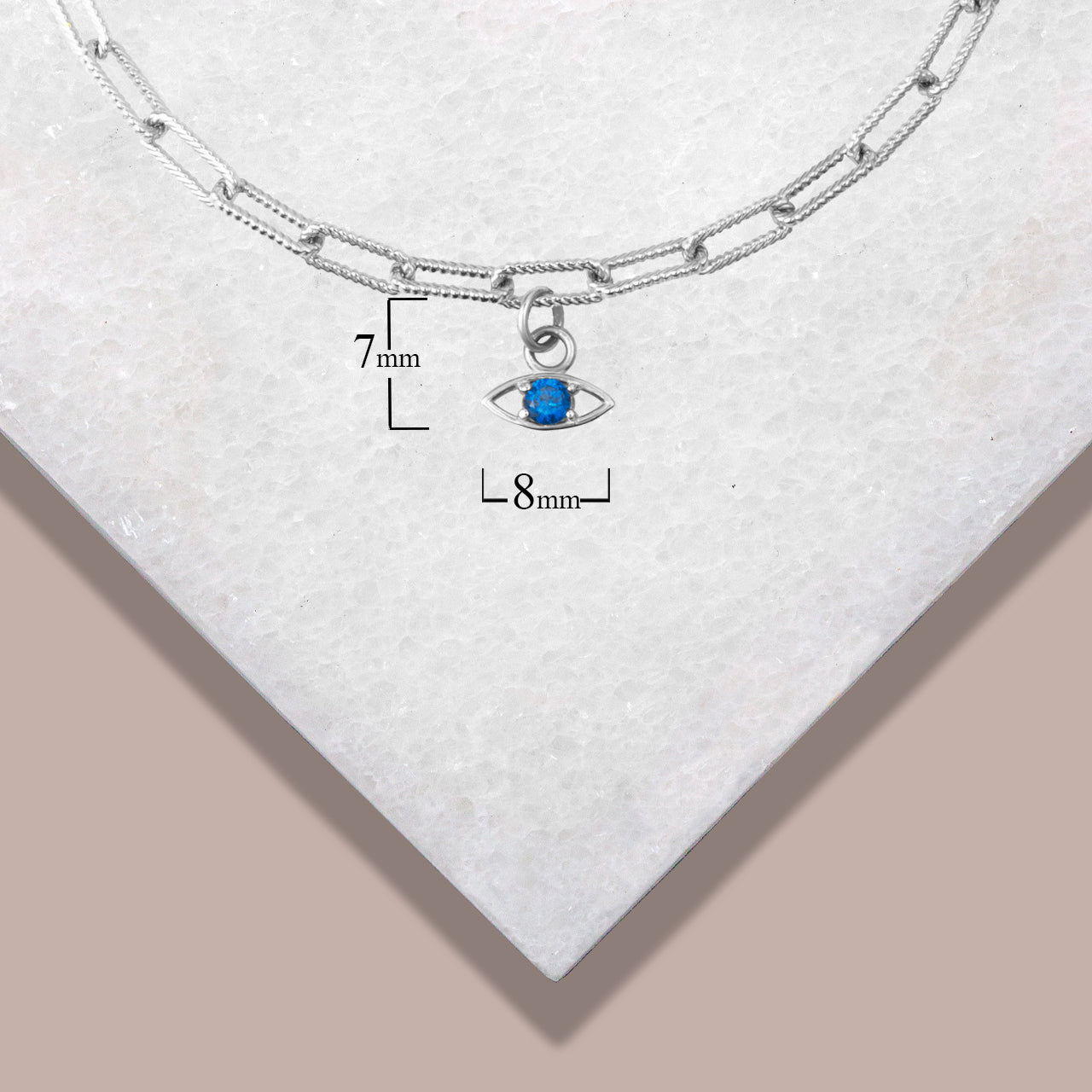Sterling Silver Lucky Charm Symbols Birthstone Paperclip Chain Link Bracelet, view 6