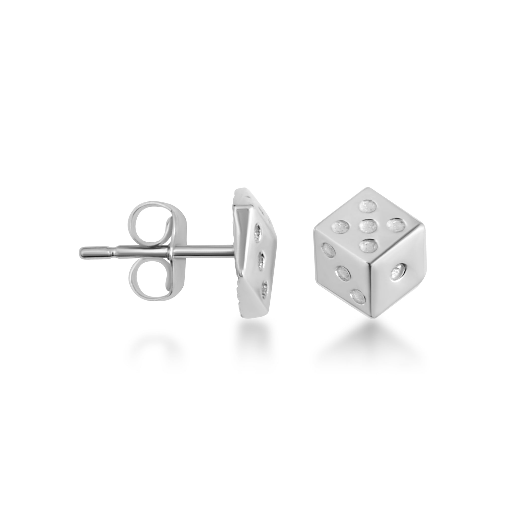 Sterling Silver Lucky Dice Stud Earrings