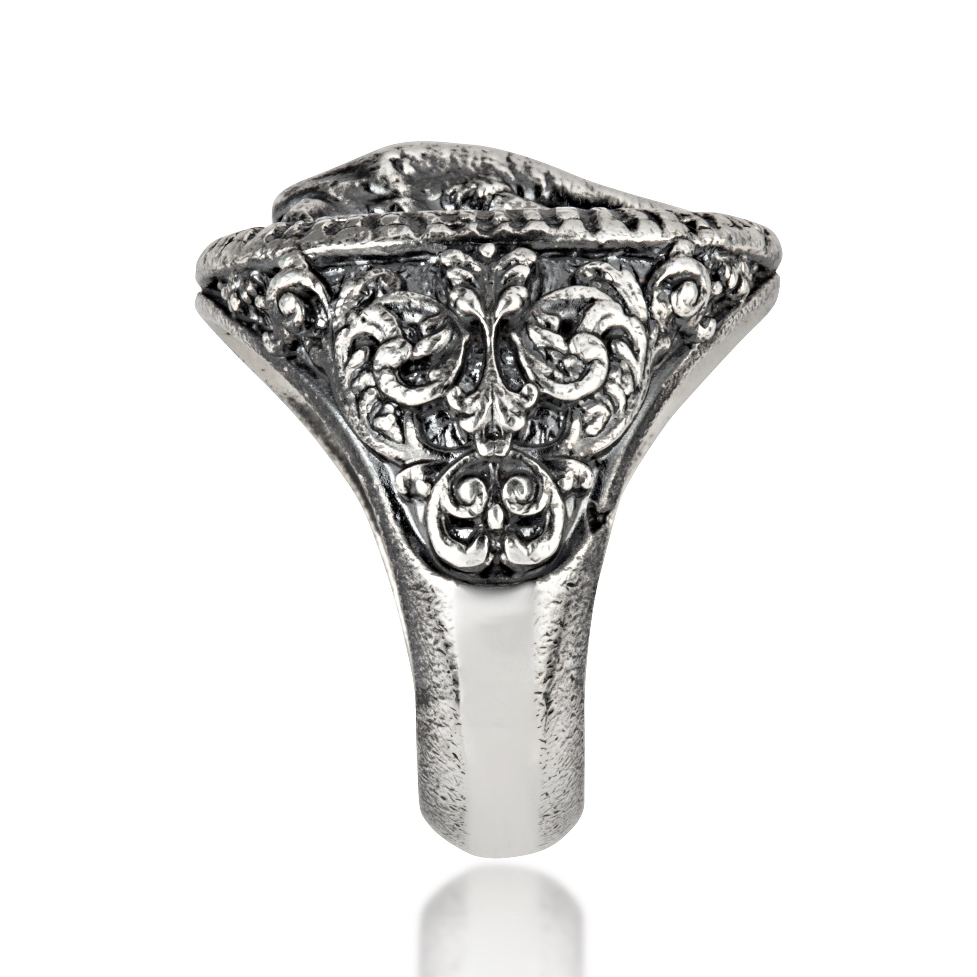 Sterling Silver Lucky Elephant Head Men's Signet Ring, view 4