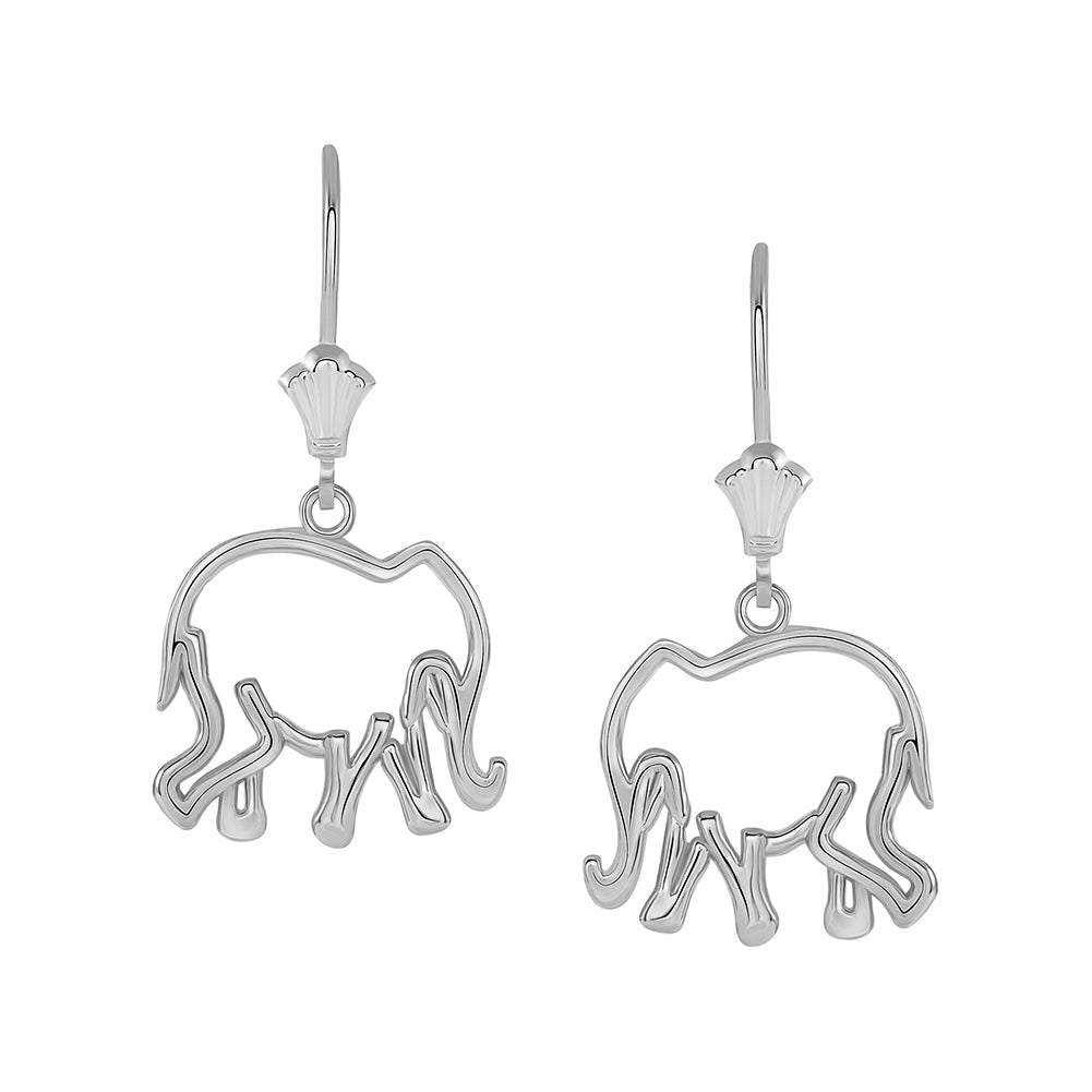 Sterling Silver Lucky Elephant Leverback Earrings