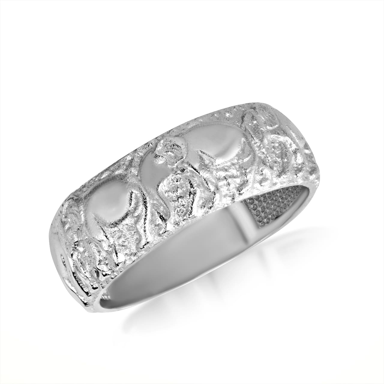 Sterling Silver Lucky Elephant Textured Band Ring