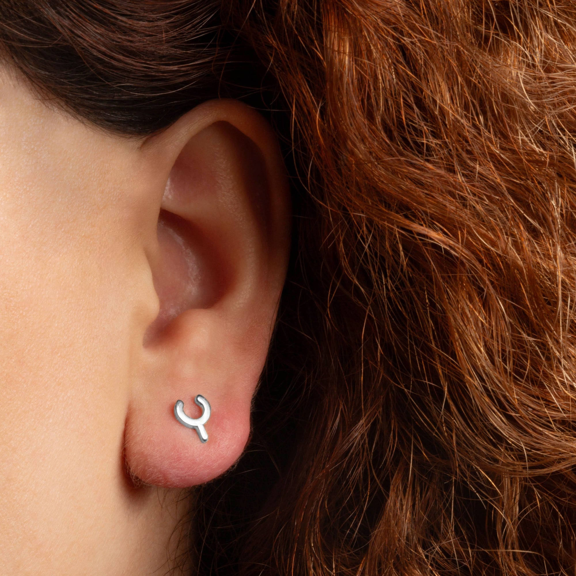 Sterling Silver Lucky Wishbone Stud Earrings, view 2