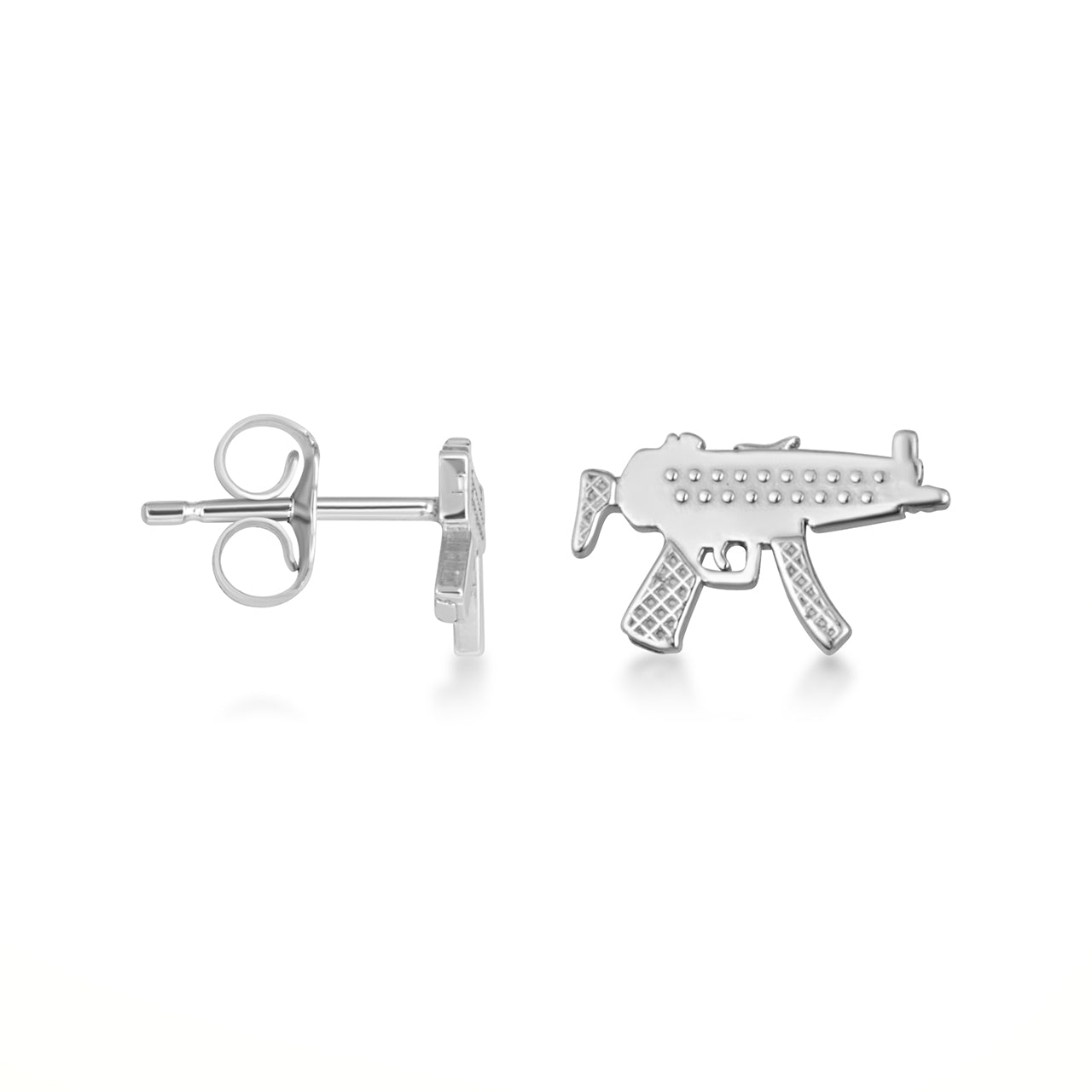 Sterling Silver Machine Gun Stud Earrings