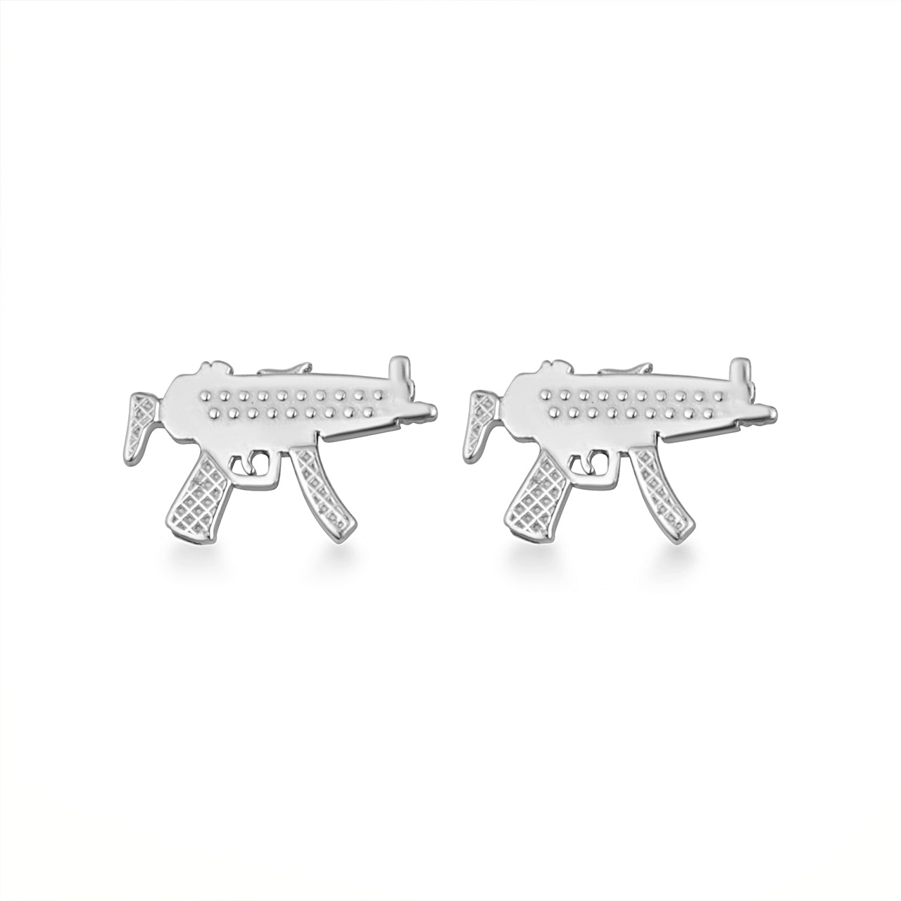Sterling Silver Machine Gun Stud Earrings, view 4