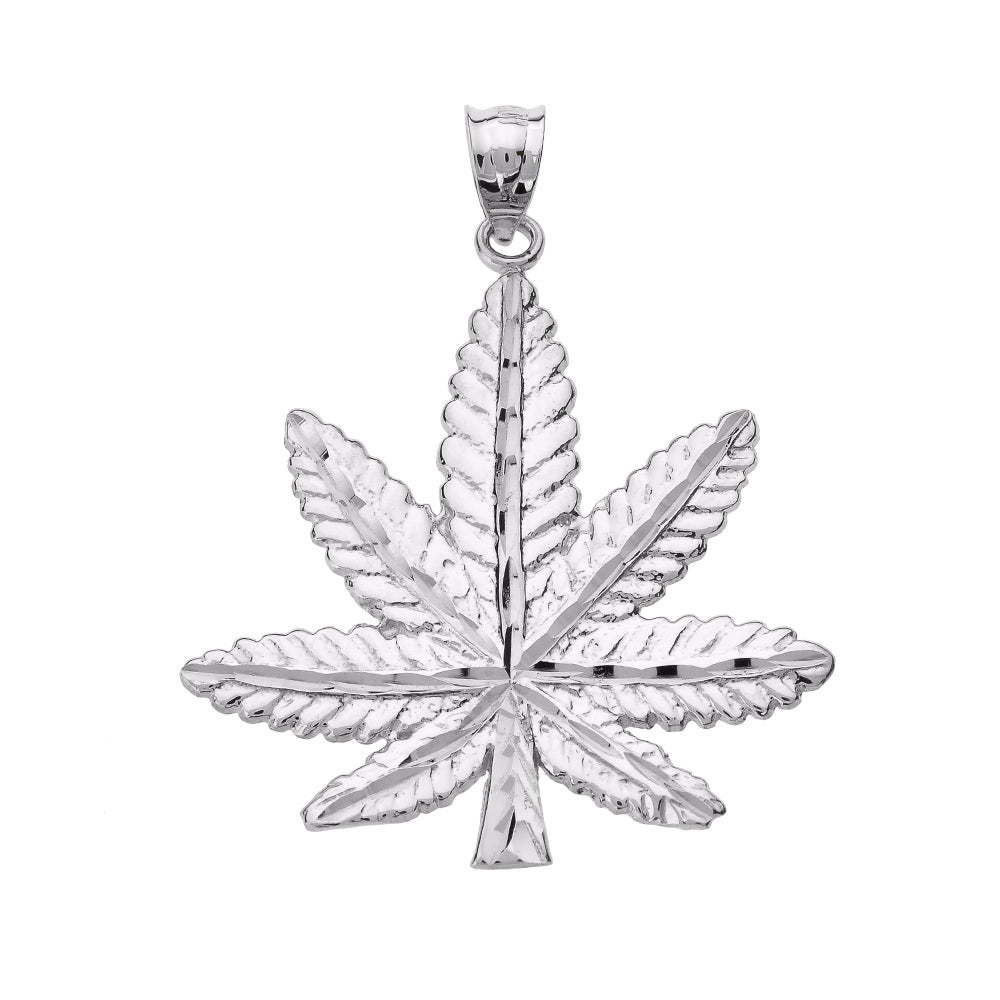 Sterling Silver Marijuana Leaf Cannabis Charm Pendant, view 2