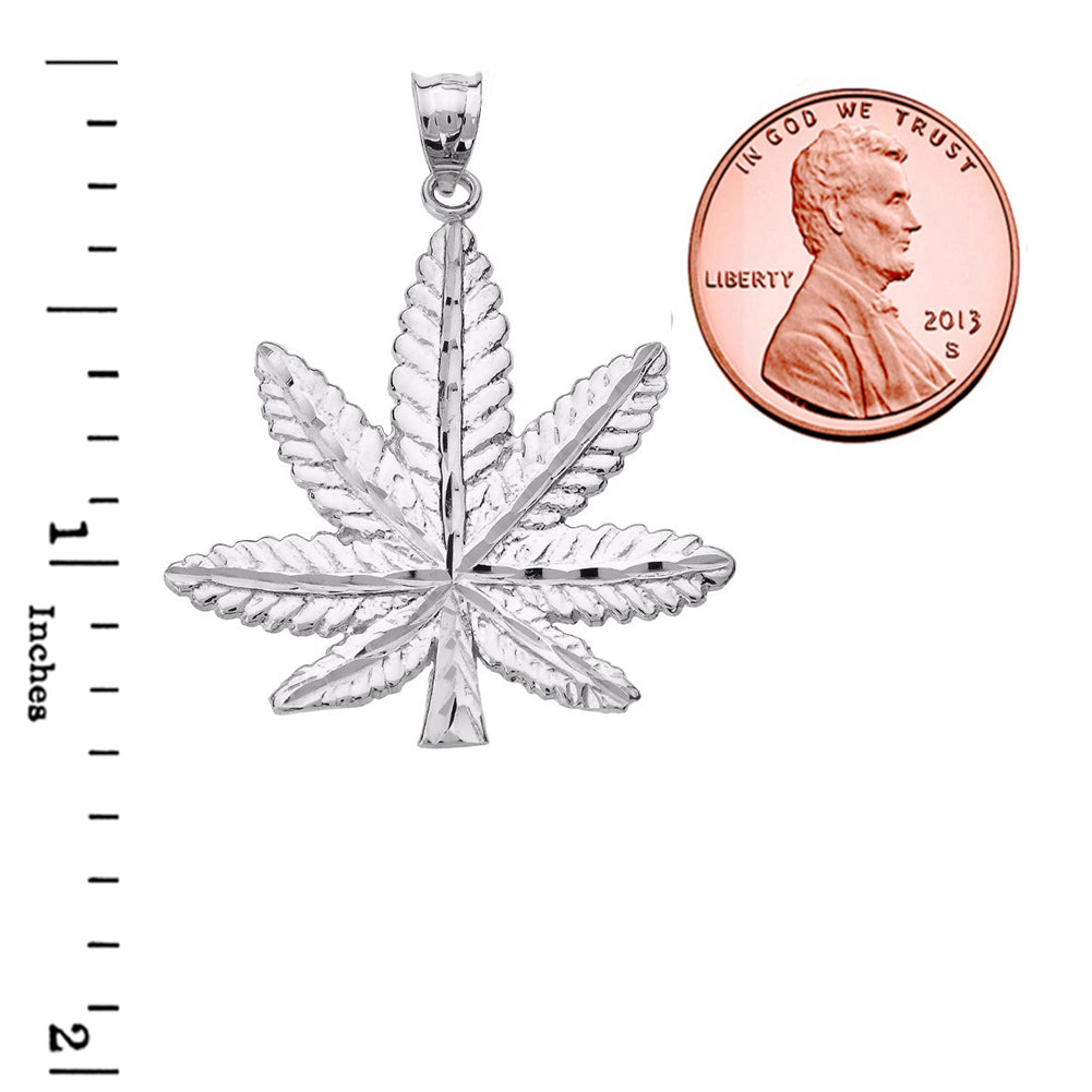 Sterling Silver Marijuana Leaf Cannabis Charm Pendant, view 3