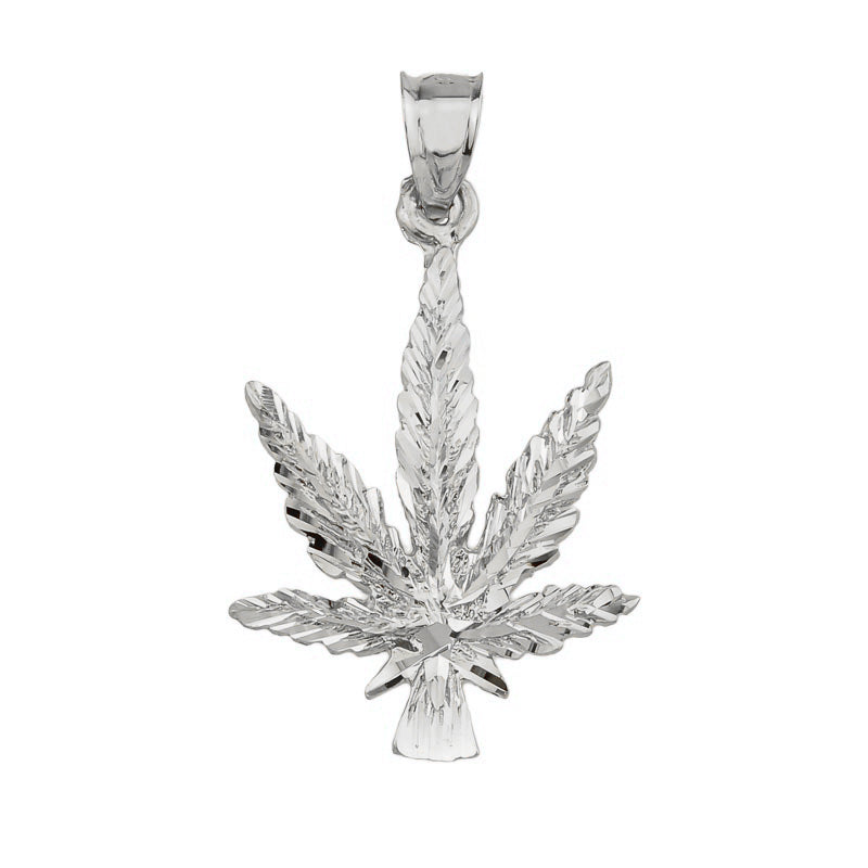Sterling Silver Marijuana Leaf Weed Pendant