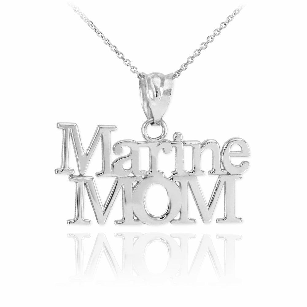 Sterling Silver Marine Mom Pendant Necklace