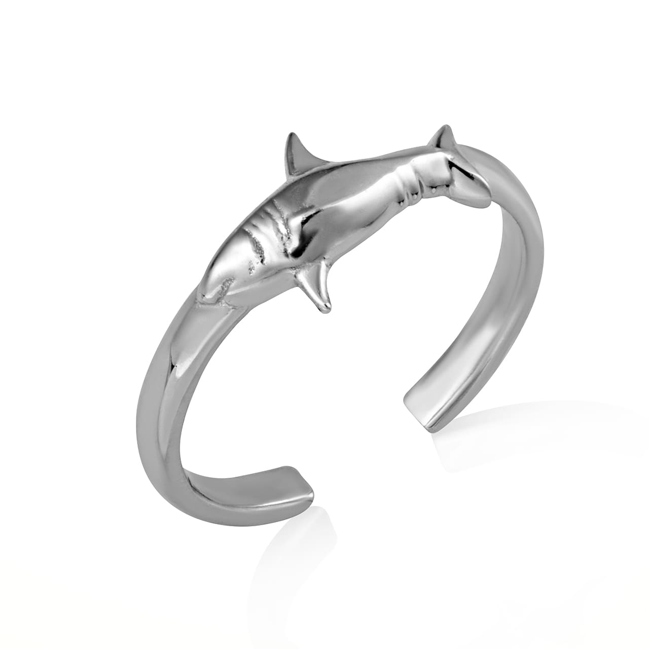 Sterling Silver Marine Shark Toe Ring