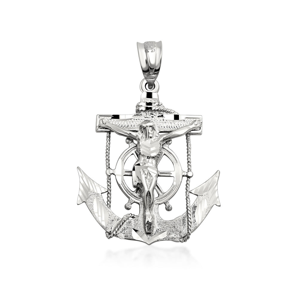 Sterling Silver Mariner Crucifix Anchor Cross Pendant