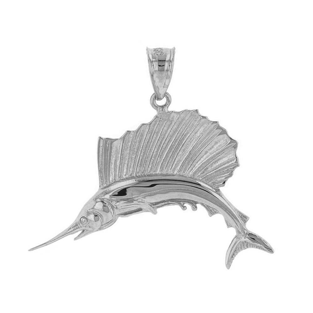 Sterling Silver Marlin Swordfish Pendant Necklace, view 2