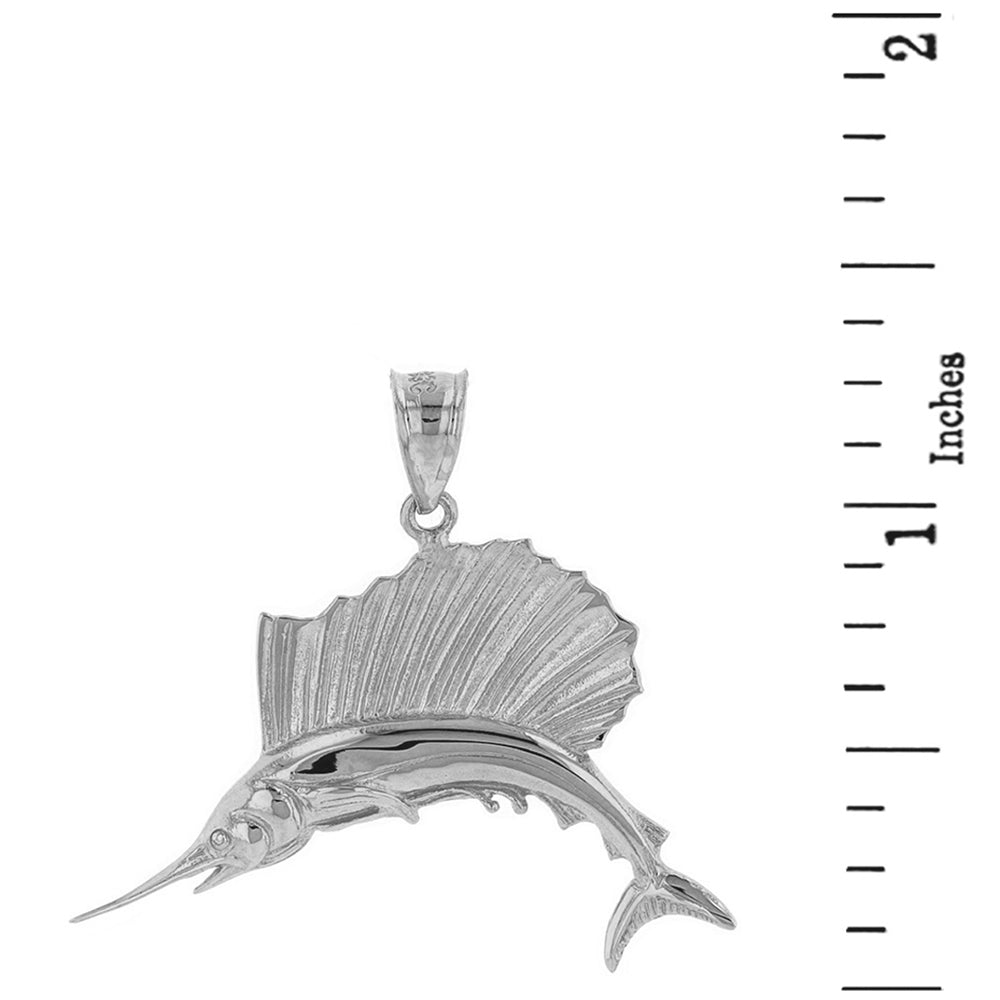 Sterling Silver Marlin Swordfish Pendant Necklace, view 3