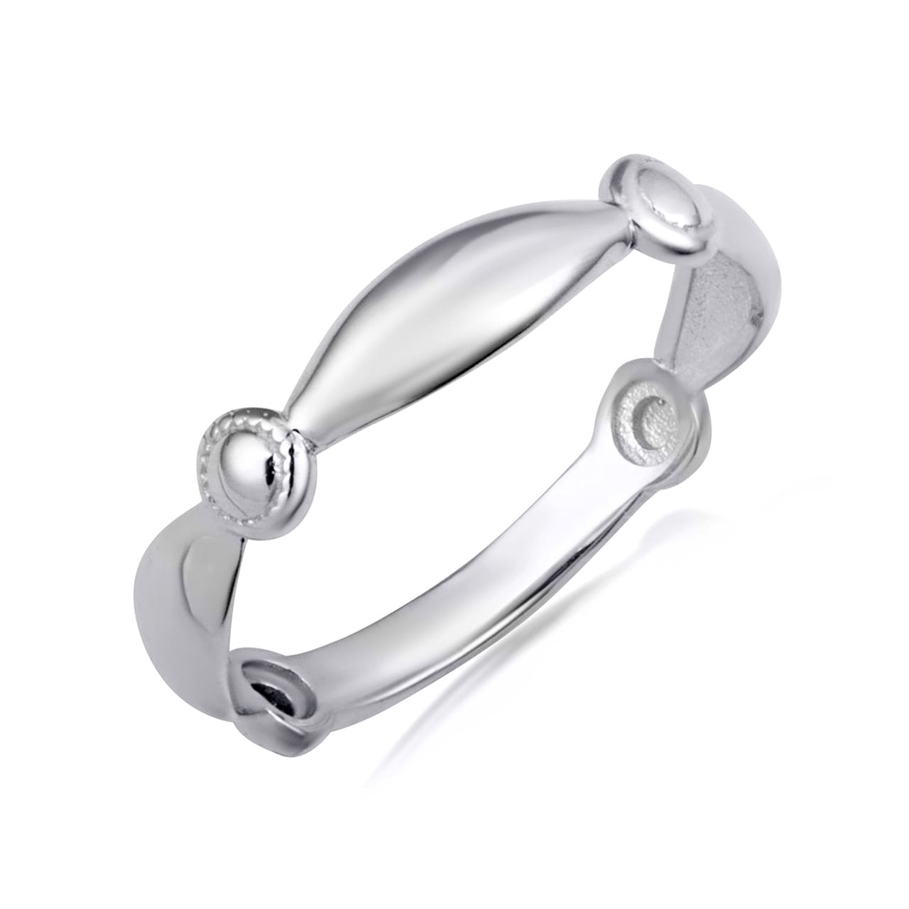 Sterling Silver Marquise and Beaded Circle Eternity Band Ring