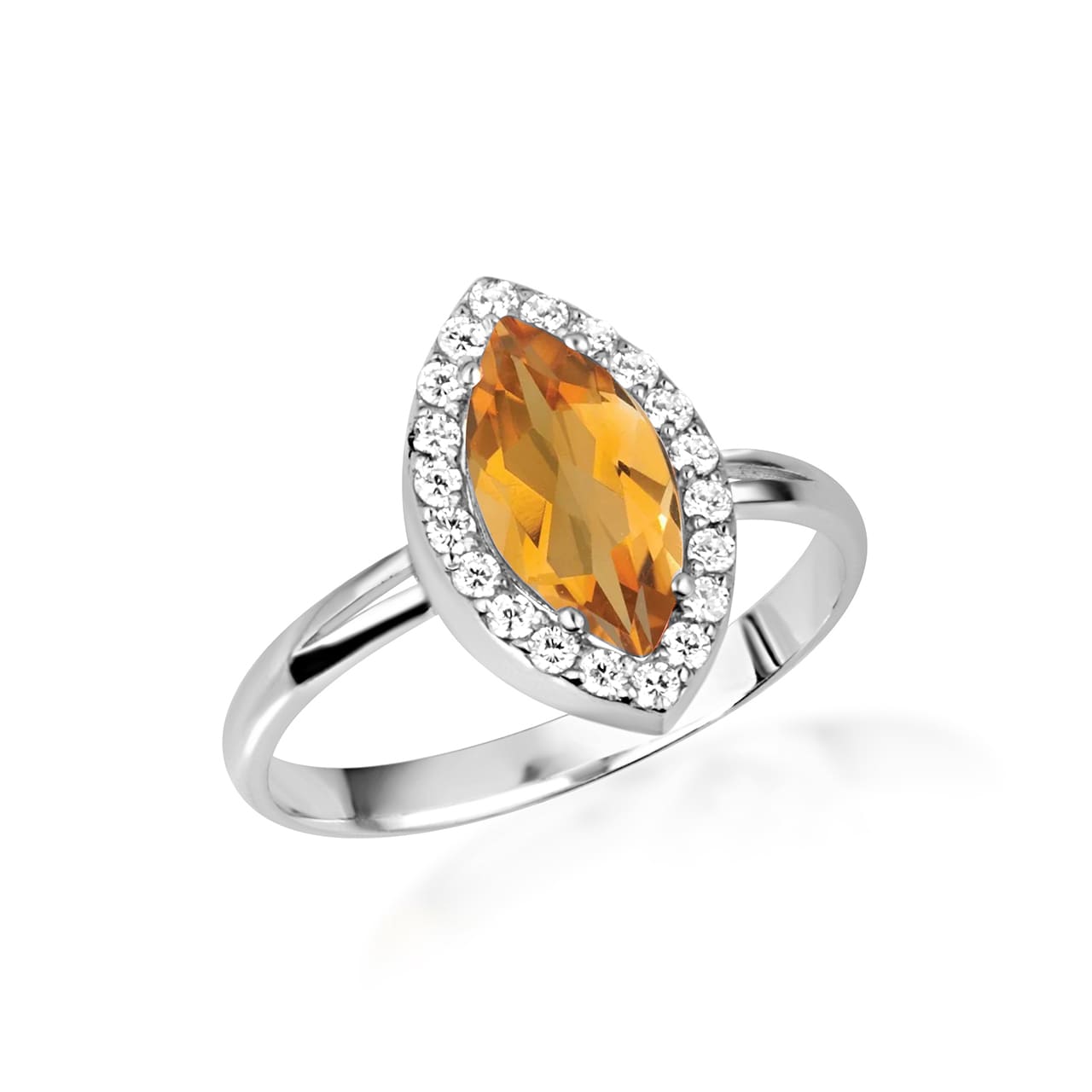 Sterling Silver Marquise Cut Birthstone Halo Ring, view 11