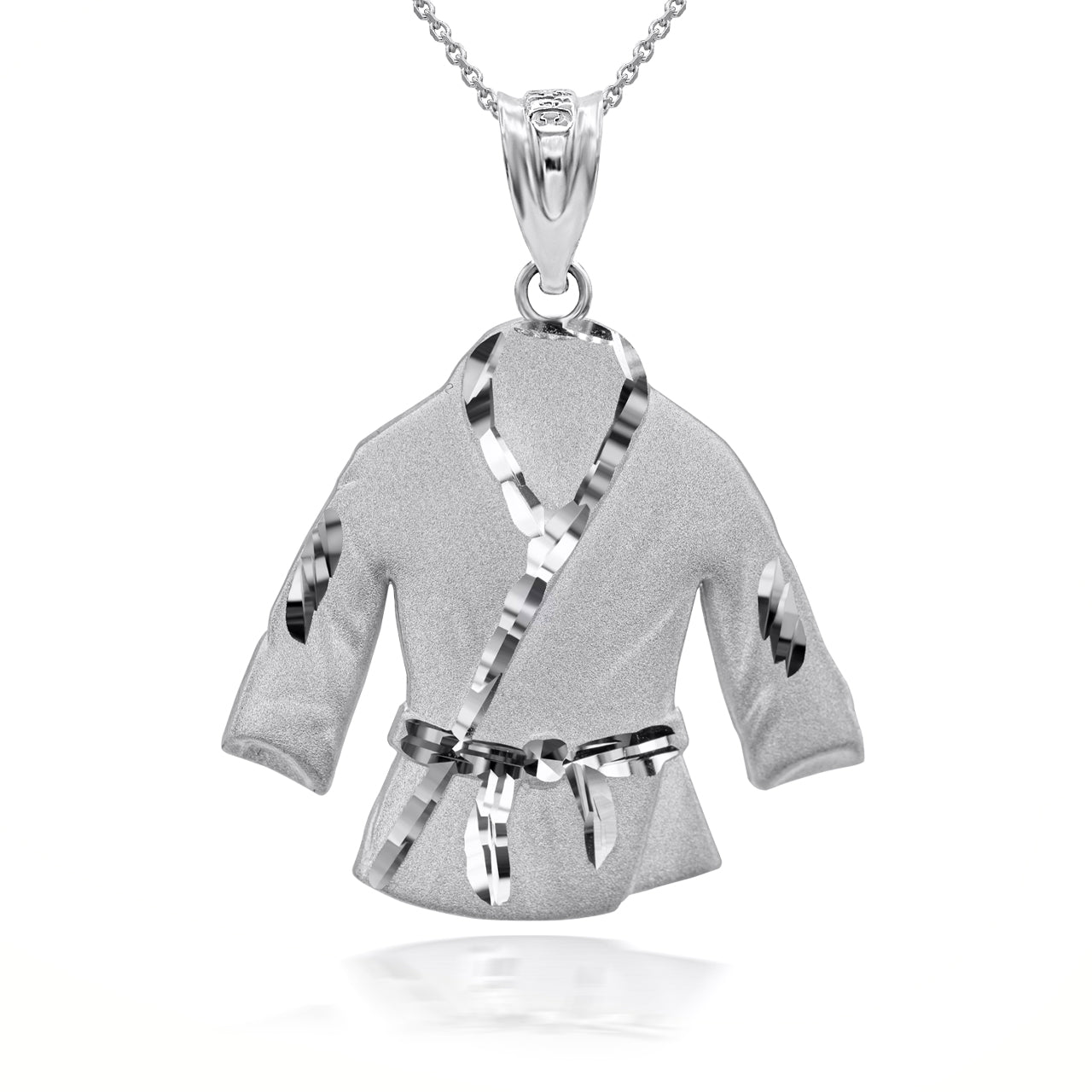 Sterling Silver Martial Arts Karate Robe 3d Charm Necklace, view 3