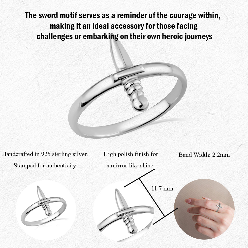 Sterling Silver Medieval Sword Ring, view 3