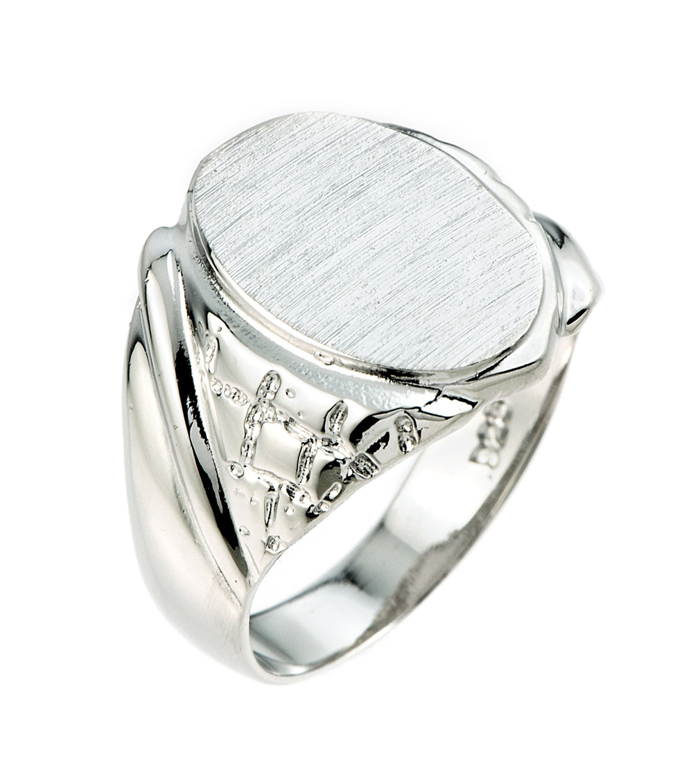 Sterling Silver Men's Engravable Signet Ring — Depth: 0.05