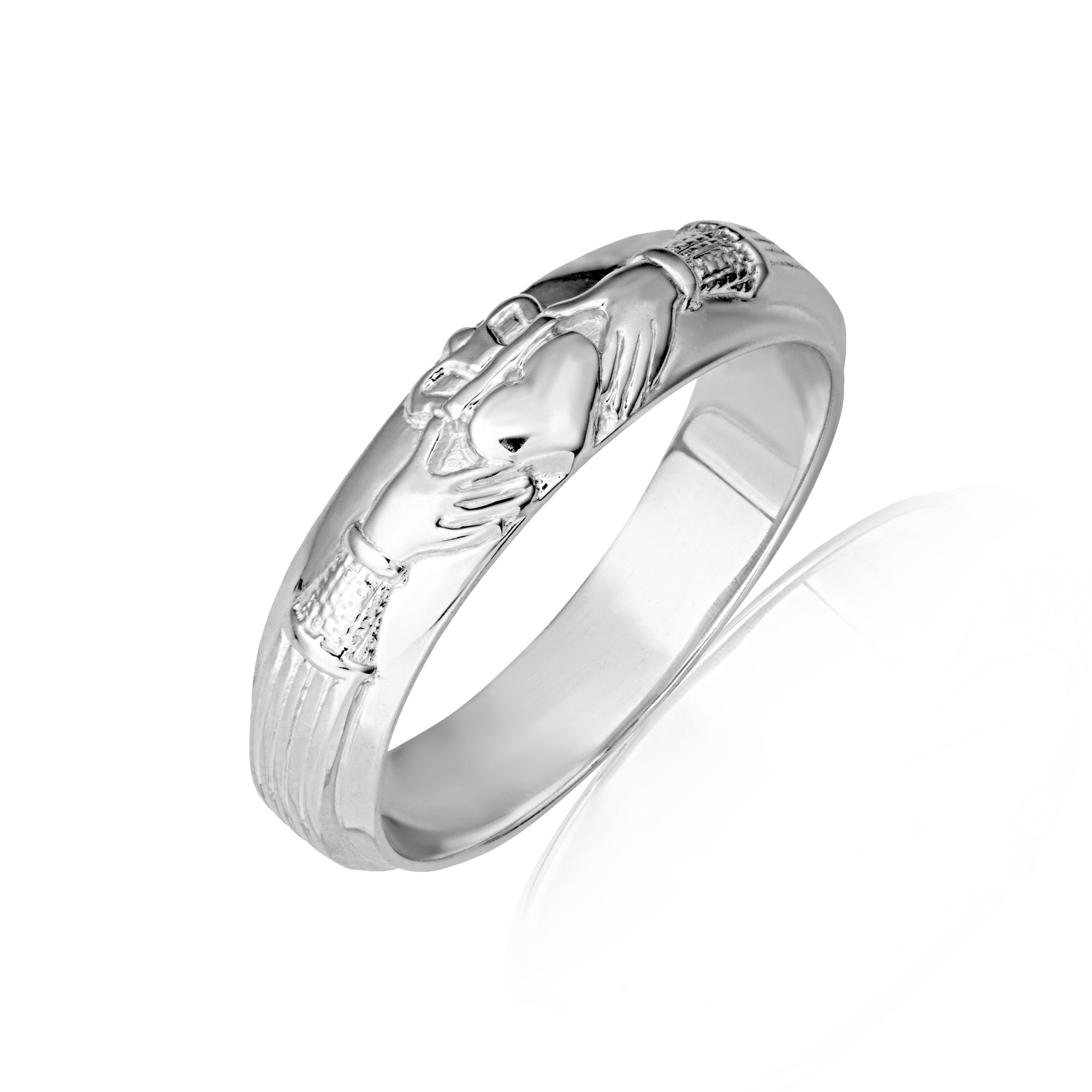 Sterling Silver Men's Irish Celtic Claddagh Heart Wedding Band Ring