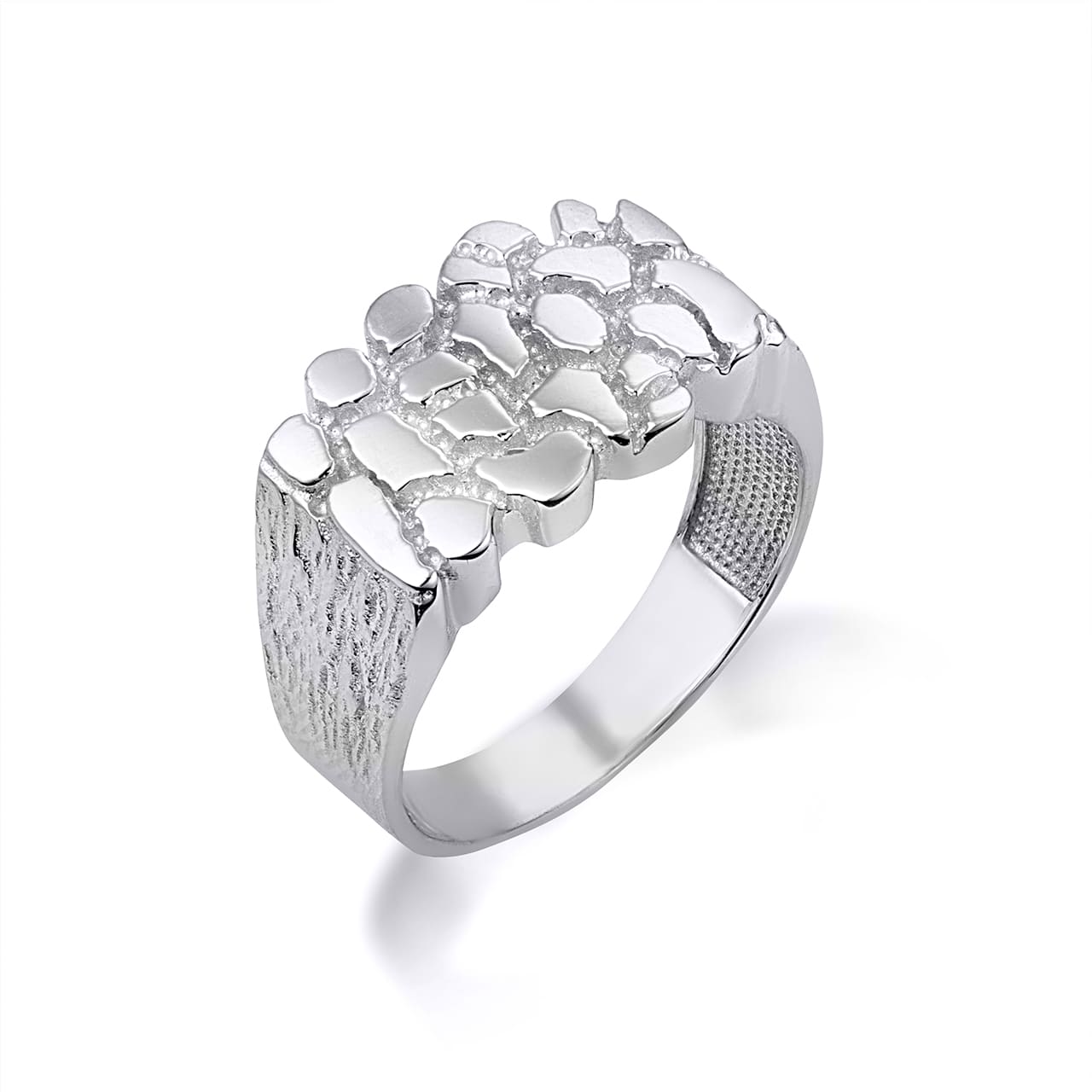 Sterling Silver Men's Nugget Ring — Width: 3.7 mm