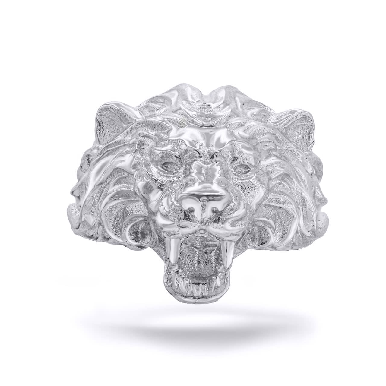 Sterling Silver Men's Roaring Lion Band Ring