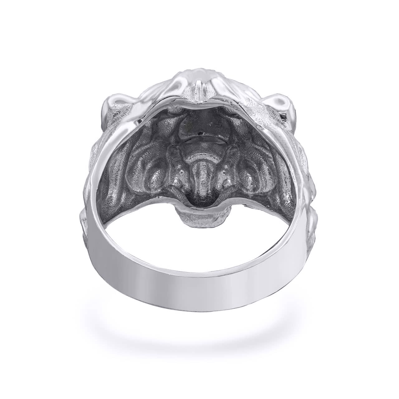 Sterling Silver Men's Roaring Lion Band Ring, view 3