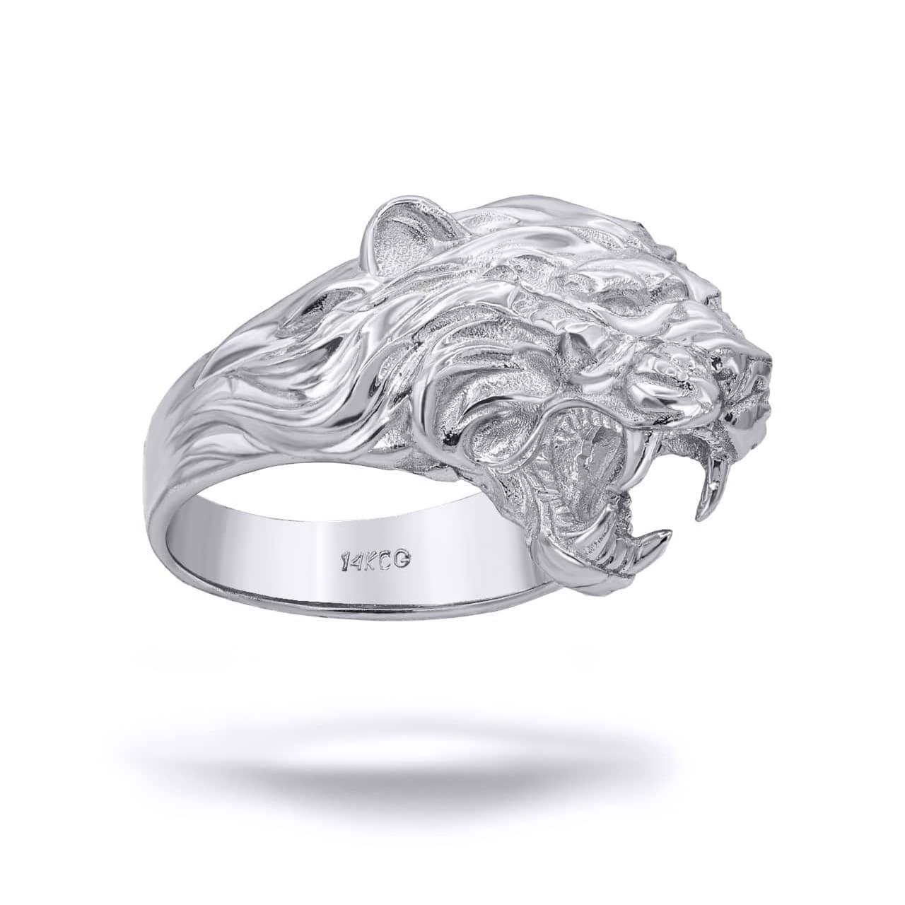 Sterling Silver Men's Roaring Lion Band Ring, view 6