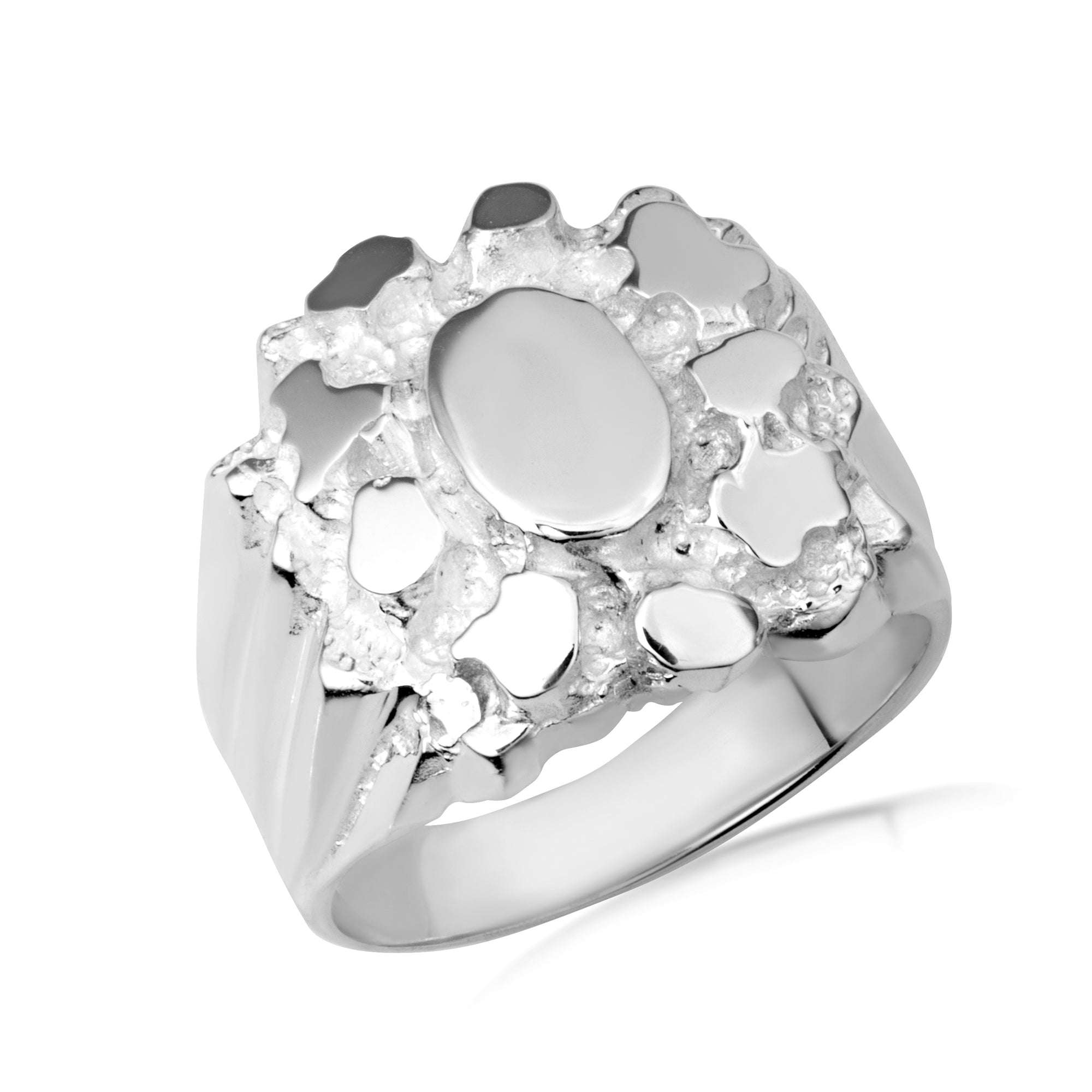 Sterling Silver Men's Solid & Sophisticated Nugget Ring